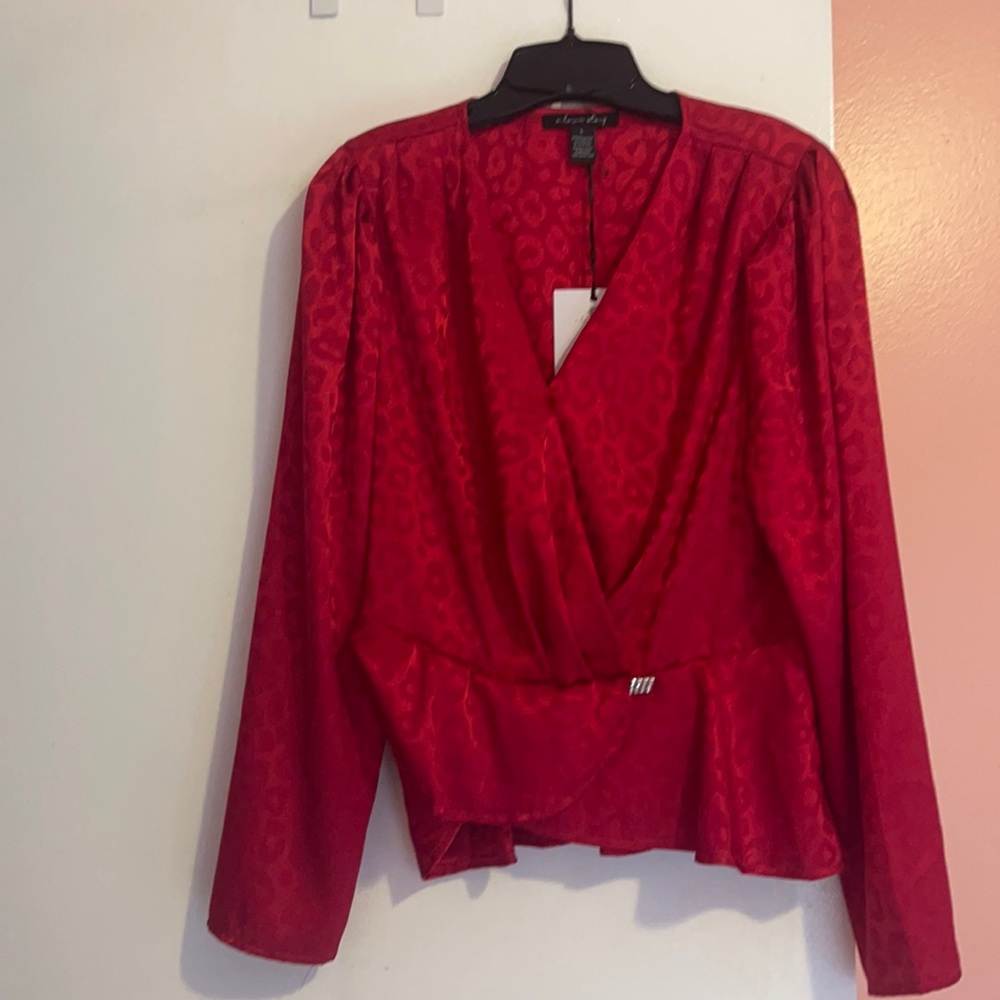 Red Leopard ‘silk’ blouse